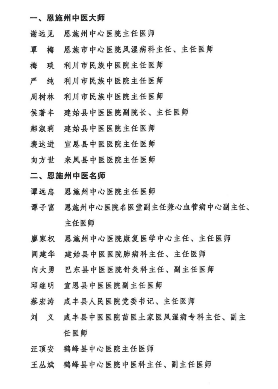 喜报！巴东县中医医院向大勇医师荣获“恩施州中医名师”称号